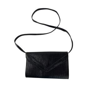 Vintage Faux Reptile Skin Black Shoulder Bag Clutch Purse